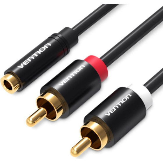 Vention 3.5mm Female - 2x Rca Male Cable Black 2m - (VAB-R01-B200)