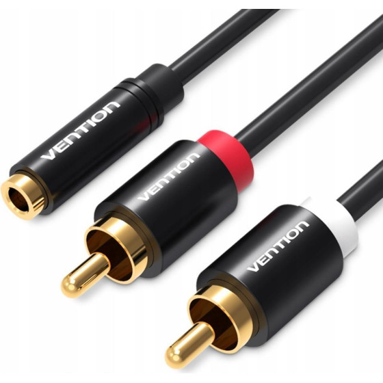 Vention 3.5mm Female To 2RCa Male Audio Cable Metal Type - (VAB-R01-B150)