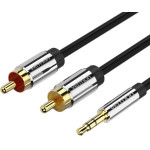 Vention 3.5mm Male To 2RCa Male Audio Cable 1.5M Gray Aluminum Alloy Type - (BCNBG)