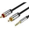 Vention 3.5mm Male To 2RCa Male Audio Cable 1M Black Metal Type - (BCFBF)