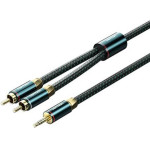 Vention Cotton Braided 3.5mm Male To 2RCa Male Audio Cable 1M Green Copper Type - (BCSGF)