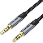 Vention Cotton Braided 3.5mm Male To Male Audio Cable 1M Gray Aluminum Alloy Type - (BAQHF)