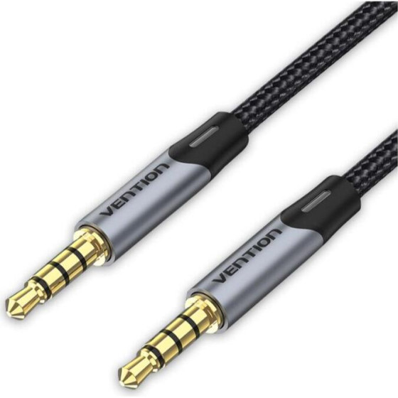 Vention Cotton Braided 3.5mm Male To Male Audio Cable 1M Gray Aluminum Alloy Type - (BAQHF)