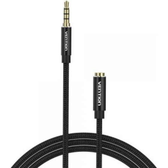 Vention Cotton Braided Trrs 3.5mm Male To 3.5mm Female Audio Extension Cable 3M Black Aluminum Alloy Type - (BHCBI)