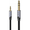 Vention Cotton Braided Trs 3.5mm Male To 6.5mm Male Audio Cable 2M Gray Aluminum Alloy Type - (BAUHH)