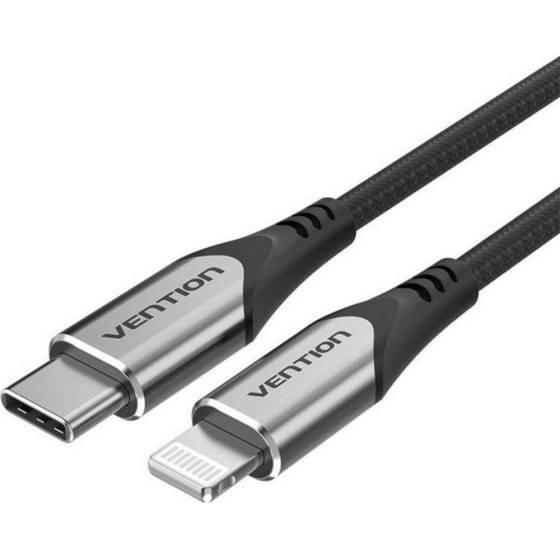 Vention Nylon Braided Type-C To Lightning 3A Cable 2M Gray Aluminum Alloy Type MFi-Certified - (TACHH)