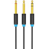 Vention Trs 6.5mm Male To 2*6.5mm Male Audio Cable 1M Black - (BATBF)