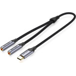 Vention Type-C Male To 2*3.5mm Earphone Jack Adapter 0.3M Gray Aluminum Alloy Type - (BGNHY)