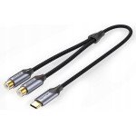 Vention Type-C Male To 2RCa Female Cable 1.5M Gray Aluminum Alloy Type - (BGVHG)