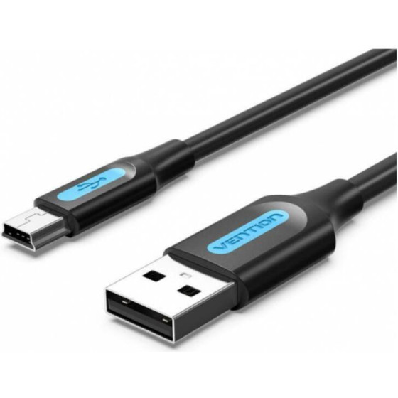 Vention Usb 2.0 A Male To Mini-B Male Cable 0.25M Black Pvc Type - (COMBC)