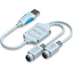 Vention USB2.0 To Dual PS/2 Adapter Cable 0.3M Blue - (VAS-C03-S)