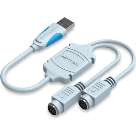 Vention USB2.0 To Dual PS/2 Adapter Cable 0.3M Blue - (VAS-C03-S)