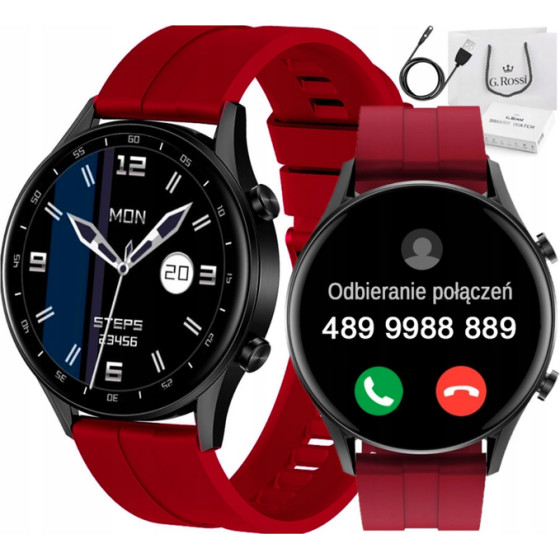 G. Rossi MEN'S Smartwatch black/Red (sg014c) Talking Provider - (SW019-3)