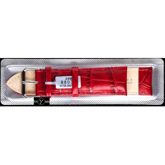 Inny Boxed Leather Watch Strap - Red - 24mm - (2257-0)