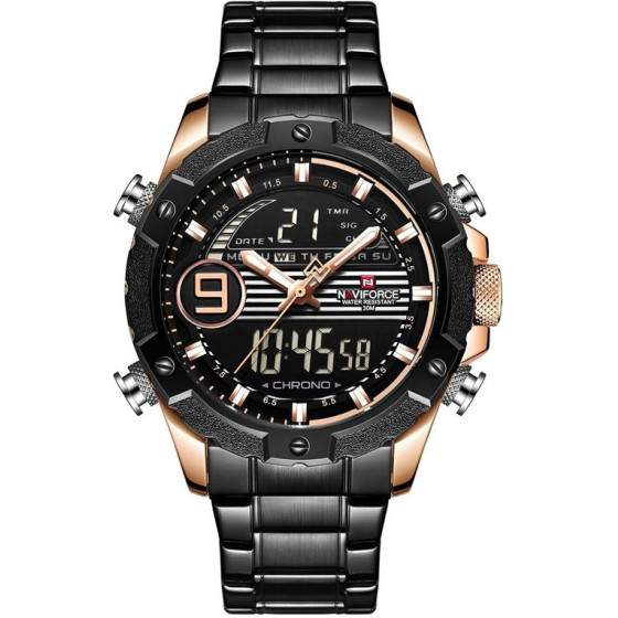 Naviforce MEN'S Watch - NF9146S (zn089c) - black/Rosegold + Box - (NF9146S RGRGB)