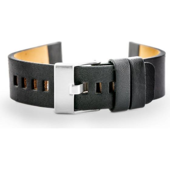 Pacific Leather Watch Strap - Black - 20mm - (W58)