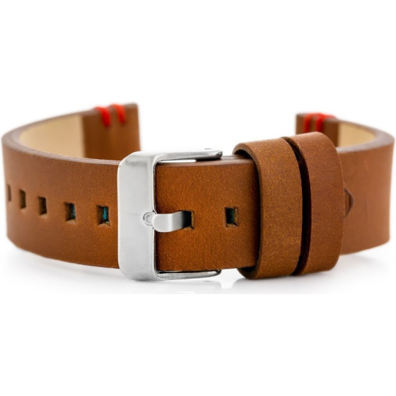 Pacific Leather Watch Strap - black/Red - 22mm - (W110)