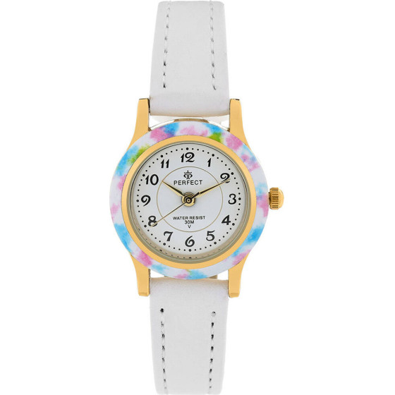 Perfect CHILDREN'S Communion Watch LP195-06 - white/Gold + Box - (PERFECT LP195-06)