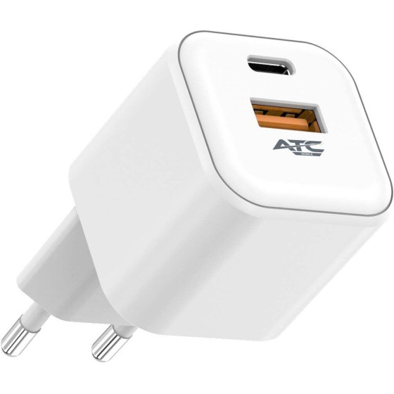ATC-CHF15 ��������� Gan ������� �������� �� 2 ����� USB-A & Type-C 20W