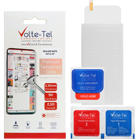 Volte-Tel Tempered Glass Realme Note 70T 6.74'' 9H 0.30mm 2.5D Full GLUE
