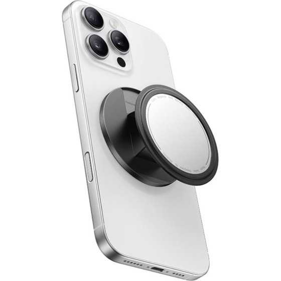 Mcdodo - 2in1 Foldable Magnetic Phone Stand - with Built-in Makeup Mirror, Leather - Black - (MR-7912)