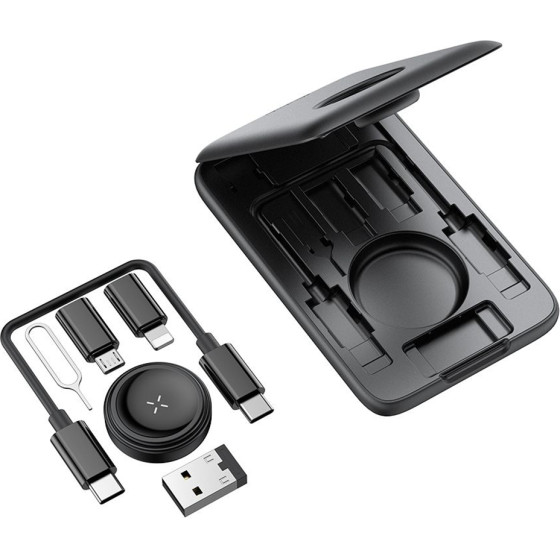 Mcdodo - 8in1 Accessory Organizer (CH-2440) - with Built-in Apple Watch Charger, Fast Charging, Portable Design - Black