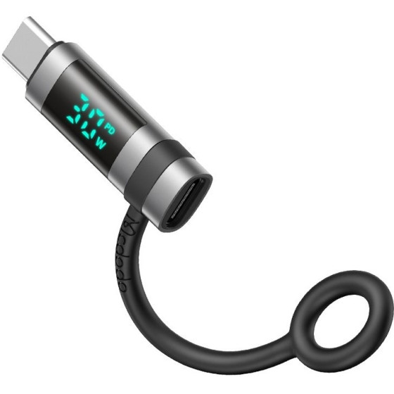 Mcdodo - Adapter Pigeon Series (OT-0180) - Silicone Hook, Aluminium Alloy, Lightning to USB-C, 60W, HD LED Display - Black