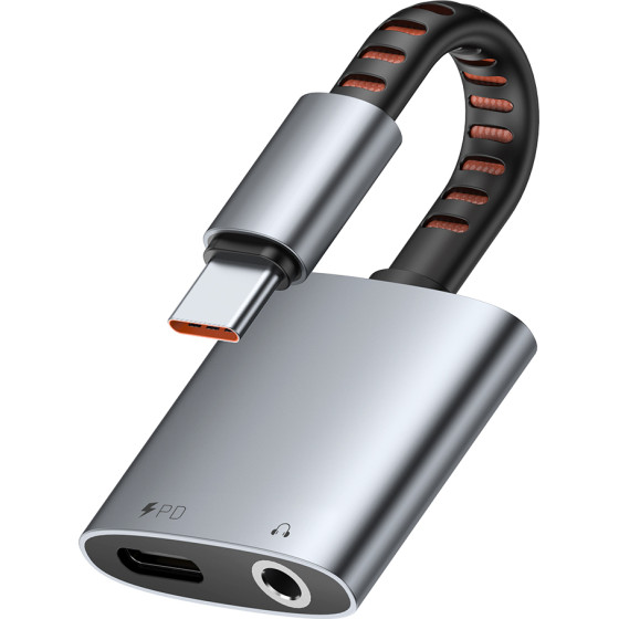 Mcdodo - Audio Adapter - USB-C to USB-C & DC 3.5mm, PD60W, Premium Sound Quality, Aluminum Alloy/Nylon, 0.1m - Gray - (CA-3120)