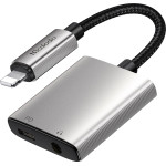 Mcdodo - Audio Adapter Wales Series - Lightning to Lightning, DC 3.5mm, Aluminum Alloy, Nylon, 5V/2A, 12.5cm - Gray - (CA-5540)