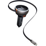 Mcdodo - Car Charger - with USB-C Retractable Cable, 80W, Dual Port, Indicator Light Ring, 80cm - Black - (CC-4850)