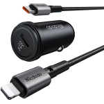 Mcdodo - Car Charger Obsidian Series - Type-C to Lightning Cable Included, PD30W, Smart IC, Mini Size, 1.2m - Black - (CC-7492)