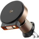 Mcdodo - Car Holder with Wireless Charging (CH-0091) - for Air Vent, 15W, Qi2, Built-in Retractable Cable - Desert Gold