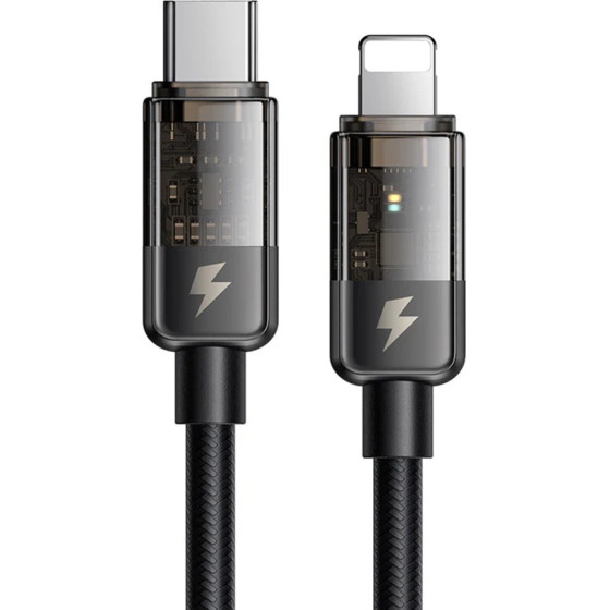 Mcdodo - Data Cable (CA-3160) - Type-C to Lightning, 36W, Transparent Design, Auto Power Off, 1.2m - Black
