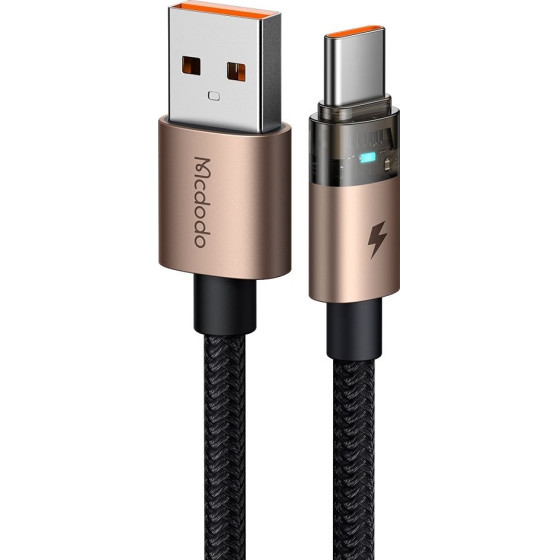 Mcdodo - Data Cable (CA-6891) - with Charging Light, USB-C to USB-A, Transparent Cable, 6A, 1.2m - Desert Gold