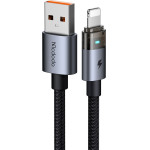 Mcdodo - Data Cable (CA-6910) - with Charging Light, USB-A to Lightning, Transparent Cable, 3A, 1.2m - Black