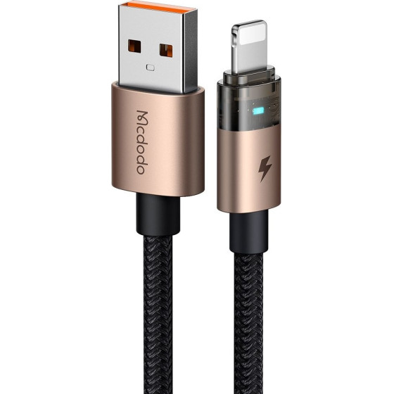 Mcdodo - Data Cable (CA-6911) - with Charging Light, USB-A to Lightning, Transparent Cable, 3A, 1.2m - Desert Gold