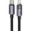 Mcdodo - Data Cable (CA-6940) - with Charging Light, USB-C to Lightning, Transparent Cable, 36W, 1.2m - Black
