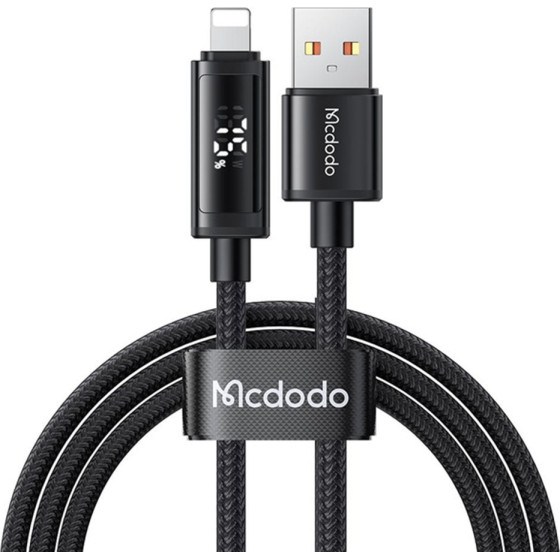 Mcdodo - Data Cable - USB-A to Lightning, Dual LED Display, 3A, 1.2m - Black - (CA-7970)
