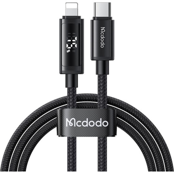 Mcdodo - Data Cable - USB-C to Lightning, Dual LED Display, 36W, Fast Charging, 1.2m - Black - (CA-7990)