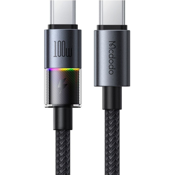 Mcdodo - Data Cable - with 7 Colorful Lights, USB-C to USB-C, 100W, 5A, 1.2m - Black - (CA-8200)