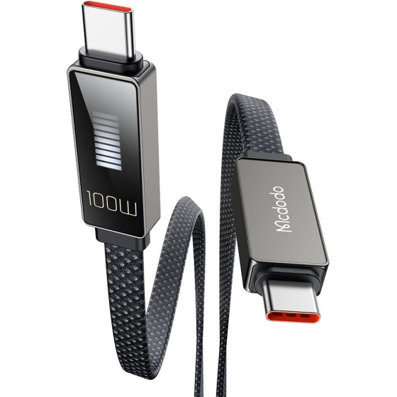 Mcdodo - Data Cable Rythm Series - Type-C to Type-C, 100W, LED Display, PD Fast Charging, 1.2m - Black - (CA-4470)