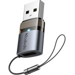 Mcdodo - OTG Adapter - Type-C to USB3.0, Aluminium Alloy, Charging&Data Sync, with Indicator Light, Lanyard - Black - (OT-7580)