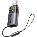 Mcdodo - OTG Adapter - USB-C to Lightning, Aluminium Alloy, Charging & Data Sync, 36W, Blue Light, Lanyard - Black - (OT-7630)