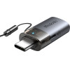Mcdodo - OTG Adapter 2in1 - USB to USB-C, Built-in Card Reader, Charging & Data, 5Gbps, Blue Light, Lanyard - Black - (OT-7600)