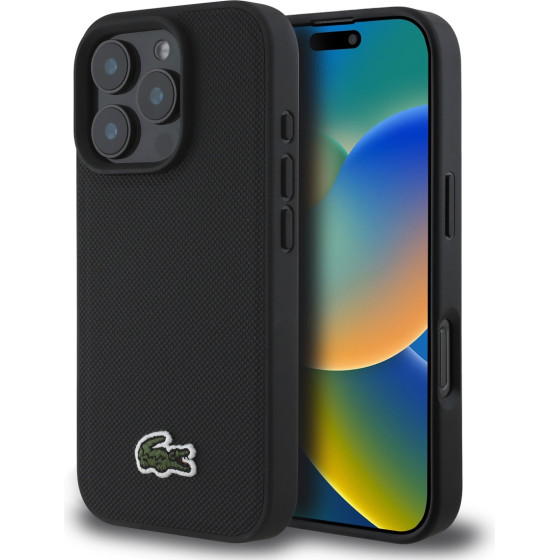 LACOSTE Iconic Petit Pique Woven Logo Magsafe Case For Iphone 16 Pro Max Black - (LCHMP16XPVCK)