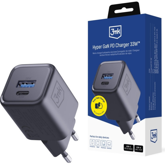 3MK Hyper Charger Pd 33W Gan QC4+ Pps Afc Fcp Scp USB-A + USB-C - (5903108684316)