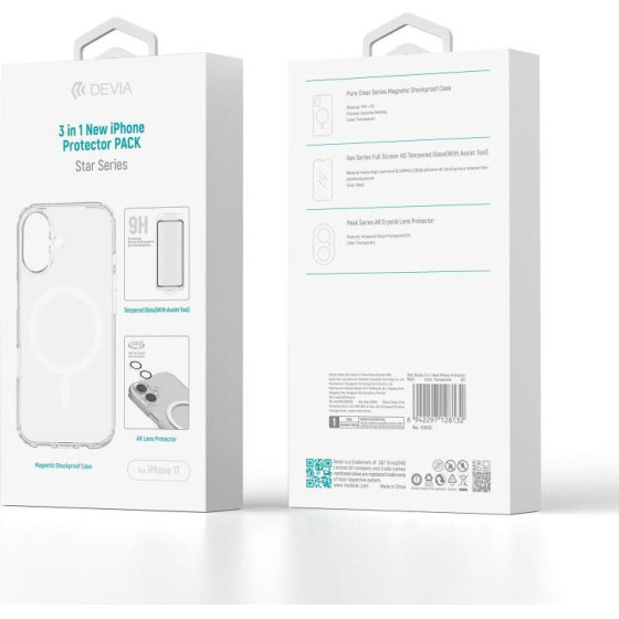 Devia ���� Tpu & Pc Shock Proof Magnetic & Tempered Glass & Camera Cover Apple Iphone 17 Star Pack ������� - (128132)