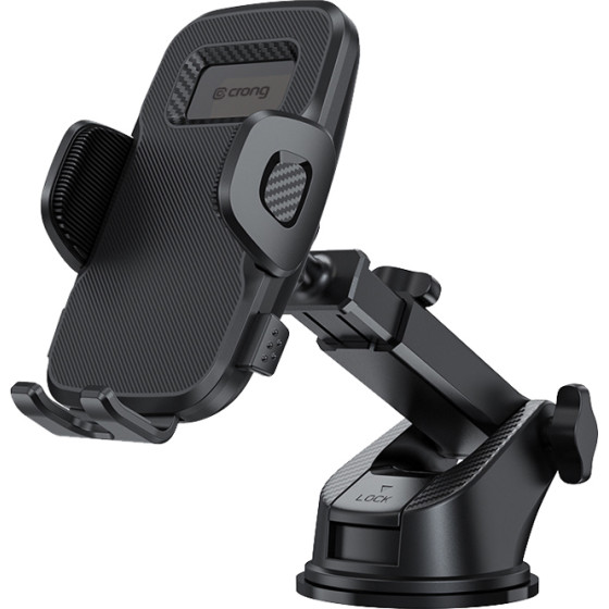 Crong Carclip Dashboard - Universal 2-in-1 Car Mount For Dashboard And Windshield (black) - (CRGCH7BLK)