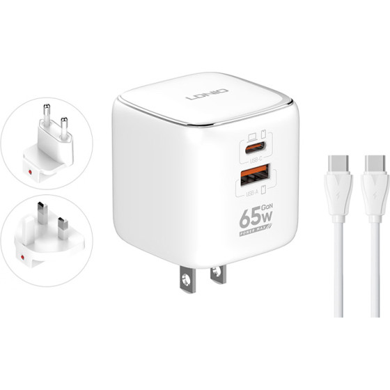 Ldnio ��������� ������ Q2617 �� ������� USB-C, EU/UK/Us �����, USB/USB-C, 65W, GaN, ������
