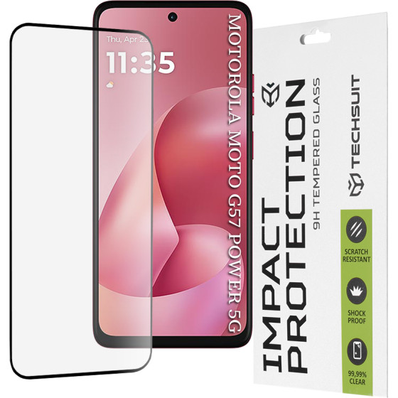 Techsuit - 111D Full Cover / Full Glue Glass - Motorola Moto G57 Power / G67 Power - Black
